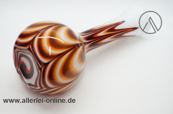 Joska Waldglashütte Bodenmais Glas Vase | Blumenvase | Orange-Braun -Weiß | 34 cm | Vintage 60er Jahre
