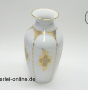 Hutschenreuther 1814 Porzellan Vase | Tischvase | Gold-Rosendekor | 23 cm