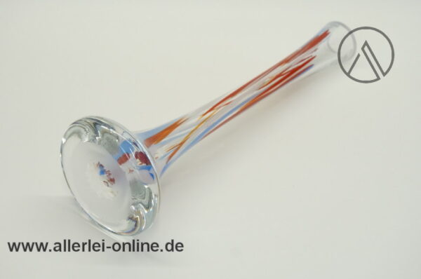 Glas Vase | Blumenvase massives Glas | Weiß-Blau-Rot - 30 cm | Vintage Solifleur Glasvase 1