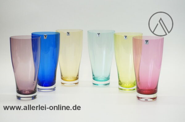 6 Stück Bunte Gralglas Gläser | Vintage 50-60er Jahre Gral-Glas Becher