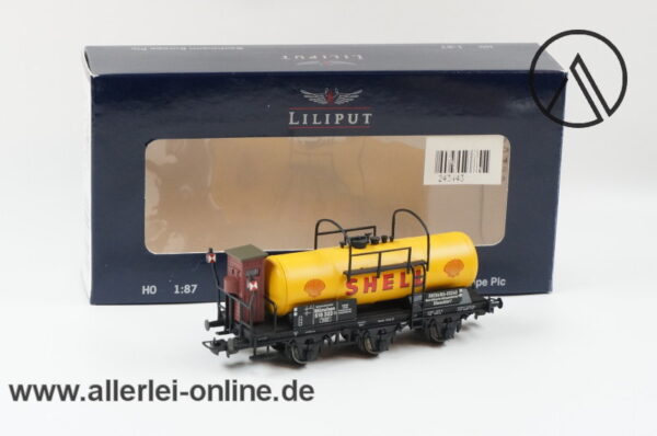 Liliput Spur H0 | L235480 "SHELL" 3-Achs Kesselwagen mit Bremserhaus | Güterwagen der DRG mit OVP