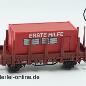 Märklin Spur H0 | 00752-02 Rungenwagen ERSTE HILFE Container | Bahnfeuerwehr Güterwagen OVP