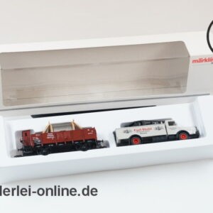 Märklin Spur H0 | Museumswagen 2003 | Carl Stahl Büssing 8000 mit Güterwagen und Stahlseil beladen in OVP