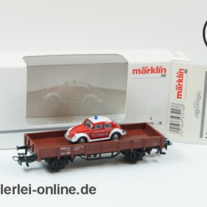 Märklin Spur H0 | 00752-13 Niederbordwagen mit VW Käfer Feuerwehr | Bahnfeuerwehr Güterwagen mit OVP