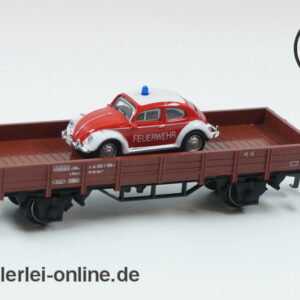 Märklin Spur H0 | 00752-13 Niederbordwagen mit VW Käfer Feuerwehr | Bahnfeuerwehr Güterwagen in OVP