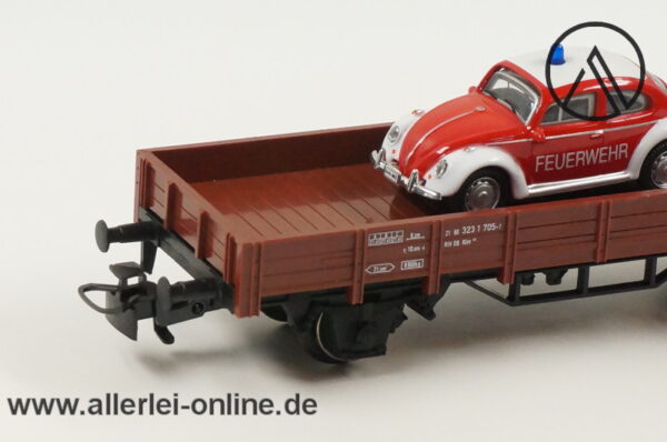 Märklin Spur H0 | 00752-13 Niederbordwagen mit VW Käfer Feuerwehr | Bahnfeuerwehr Güterwagen OVP