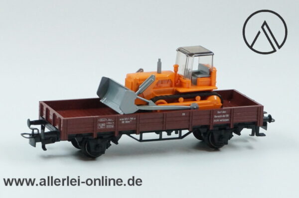 Märklin Spur H0 | 4424 Niederbordwagen mit Wiking Planierraupe beladen | Güterwagen OVP