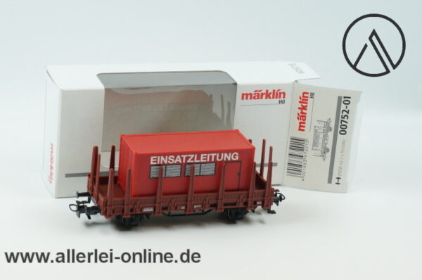 Märklin Spur H0 | 00752-01 Rungenwagen EINSATZLEITUNG Container | Bahnfeuerwehr Güterwagen mit OVP