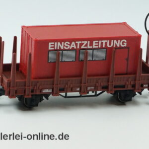 Märklin Spur H0 | 00752-01 Rungenwagen EINSATZLEITUNG Container | Bahnfeuerwehr Güterwagen OVP