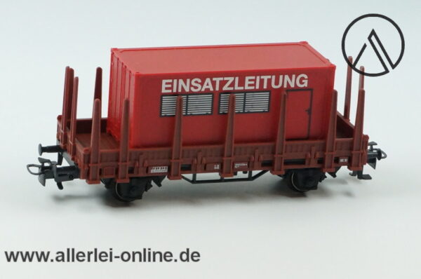 Märklin Spur H0 | 00752-01 Rungenwagen EINSATZLEITUNG Container | Bahnfeuerwehr Güterwagen OVP