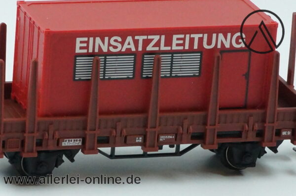 Märklin Spur H0 | 00752-01 Rungenwagen EINSATZLEITUNG Container | Bahnfeuerwehr Güterwagen