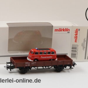 Märklin Spur H0 | 00752-17 Niederbordwagen mit VW Bus Feuerwehr | Bahnfeuerwehr Güterwagen mit OVP