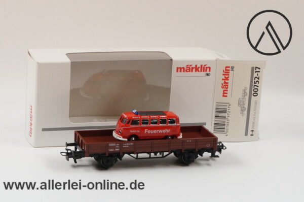 Märklin Spur H0 | 00752-17 Niederbordwagen mit VW Bus Feuerwehr | Bahnfeuerwehr Güterwagen mit OVP