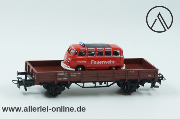 Märklin Spur H0 | 00752-17 Niederbordwagen mit VW Bus Feuerwehr | Bahnfeuerwehr Güterwagen in OVP