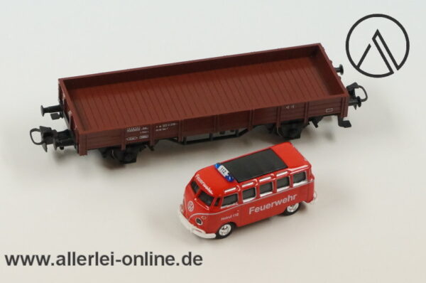 Märklin Spur H0 | 00752-17 Niederbordwagen mit VW Bus Feuerwehr | Bahnfeuerwehr Güterwagen OVP