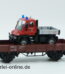 Märklin Spur H0 | 00752-14 Niederbordwagen mit MB Unimog Feuerwehr | Bahnfeuerwehr Güterwagen mit OVP