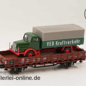 Roco H0 | 56024 Rungenwagen mit LKW Beladung | VEB Kraftverkehr Güterwagen mit OVP