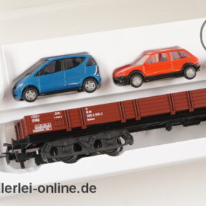 Märklin H0 | 44732 Niederbordwagen Rlmms | Autotransportwagen beladen mit 3 Modellautos OVP