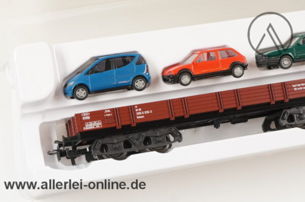 Märklin H0 | 44732 Niederbordwagen Rlmms | Autotransportwagen beladen mit 3 Modellautos OVP