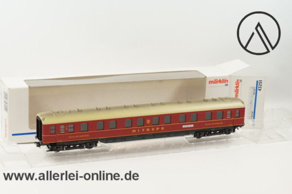 Märklin H0 | 43251 Schlafwagen der DRG | Beleuchtet - Stromführende Kupplungen | WL4ü Mitropa 22079 mit OVP