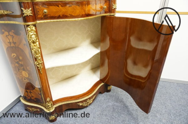 Barock Schrank | Casa Padrino Boulle Kommode mit Marmorplatte | Italienisches Antik-Stil Design Möbel-2
