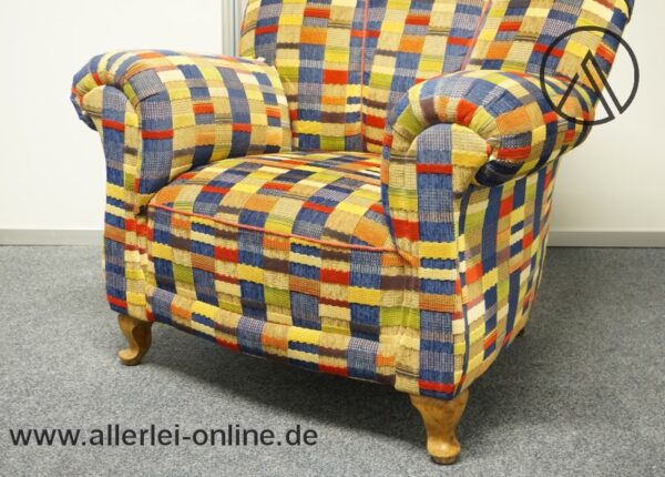 Patchwork Sessel | Antik Lounge Chair | Mehrfarbiger Sessel | Vintage Bergère Sessel