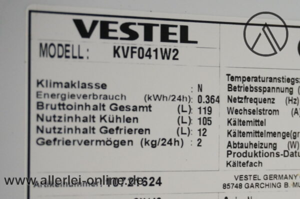 Vestel GN-140 Kühlschrank mit Gefrierfach | KVF041W2 | 119 L