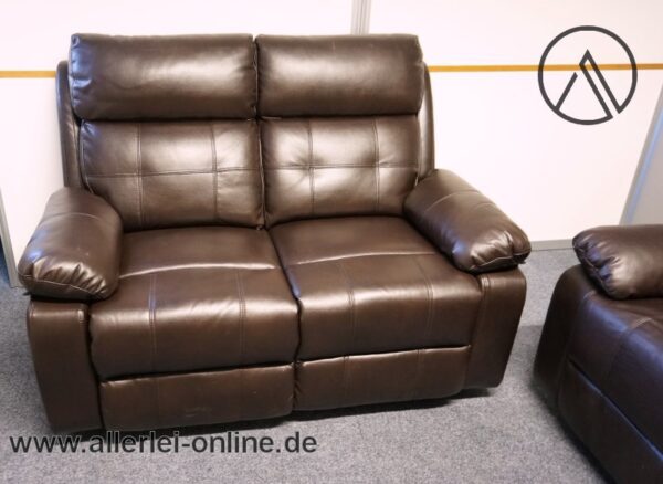 3-Sitzer Sofa und 2-Sitzer Sofa | mit verstellbarer Relaxfunktion | dunkelbraun | Leder