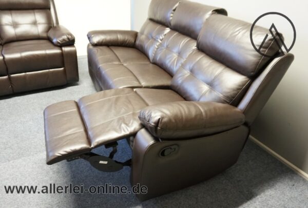3-Sitzer Sofa und 2-Sitzer Sofa | mit verstellbarer Relaxfunktion | dunkelbraun