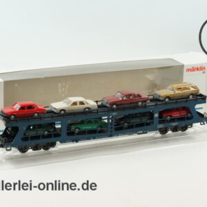 Märklin H0 | 4234 Reisezug-Autotransportwagen beladen mit 8 verschiedenen Wiking-PKW | DDm 915 der DB mit OVP