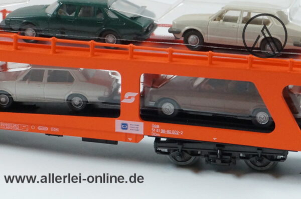 Märklin H0 | 4174 Reisezug-Autotransportwagen beladen mit 8 Wiking Modellen | DDm 51 81 98-80 002-2 der ÖBB