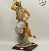 Giuseppe Armani Porzellanfigur | Clown auf Einrad | Vintage Clown-Figur | G.Armani für Capodimonte | 47 cm