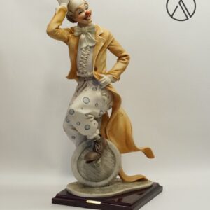 Giuseppe Armani Porzellanfigur | Clown auf Einrad | Vintage Clown-Figur | G.Armani für Capodimonte | 47 cm