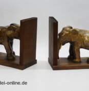 Vintage Elefanten Buchstützen Paar | Figürliche Tierfigur Edelholz Bücherhalter | 60s Mid Century Bookends