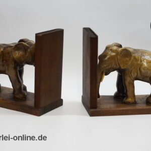 Vintage Elefanten Buchstützen Paar | Figürliche Tierfigur Edelholz Bücherhalter | 60s Mid Century Bookends