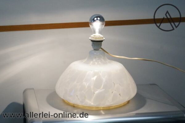 Tischlampe | Tisch-Leuchte ohne Schirm | Vintage Glaslampe mit beleuchtetem Lampenfuß | Vintage Glas Lampenfuß | Höhe 25 cm