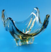 Herrliche mehrfarbige Sommerso Glas Schale | Glasschale | Zipfelschale 70er