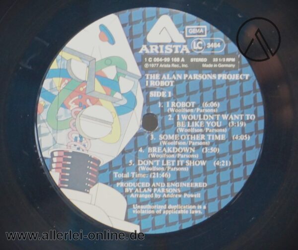 The Alan Parsons Project | I Robot | Arista / Germany 1977 | 1C 064-99 168 | LP
