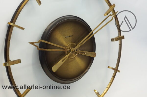 Glas Messing | Uhr Wanduhr | 50-60er Jahre Klassiker | Junghans Quarzwerk-2