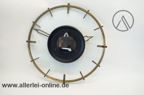 Glas Messing | Uhr Wanduhr | 50-60er Jahre Klassiker | Junghans Quarzwerk-1