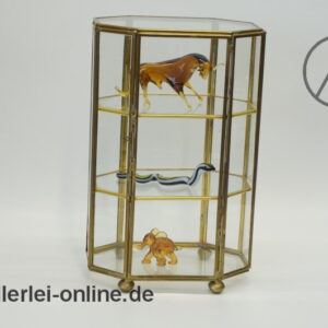 Vintage Miniatur Messing Glasvitrine | Schmuck Schrank | Handarbeit