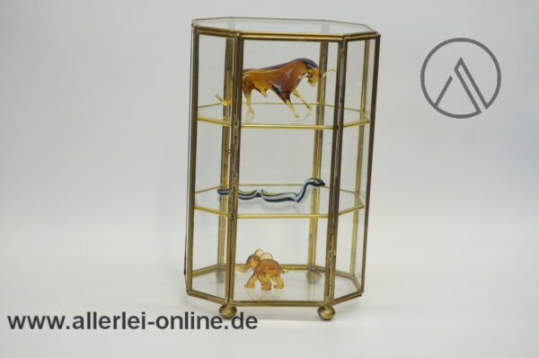 Vintage Miniatur Messing Glasvitrine | Schmuck Schrank | Handarbeit