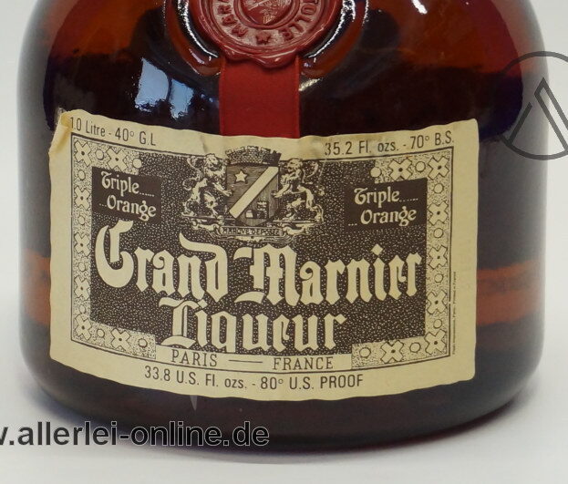 Alter Grand Marnier Likör | Lapostolle Liquor | Triple Orange Cordon Rouge | 1 Liter | 40% | Vintage Liqueur front