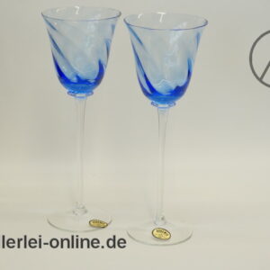 6 Stück Bohemia Karolinka | Wein Gläser Set | Blau | im Karton