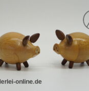 Vintage Pfeffer & Salz Streuer | Schwein | Holz Schweinchen