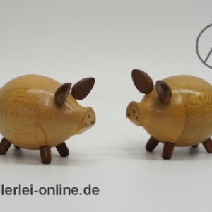 Vintage Pfeffer & Salz Streuer | Schwein | Holz Schweinchen