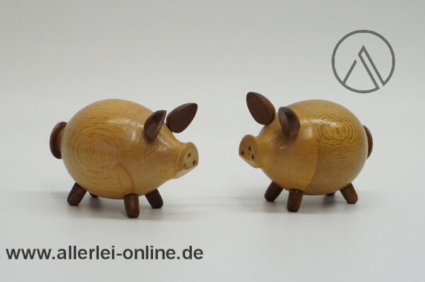Vintage Pfeffer & Salz Streuer | Schwein | Holz Schweinchen