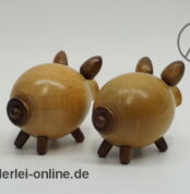 Vintage Pfeffer & Salz Streuer | Schwein | Holz Schweinchen 1