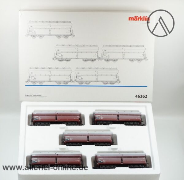 Märklin H0 | 46262 Wagen-Set Kalktransport | 5 tlg. Selbstentladewagen mit Klappdeckel | Tad-u 961 Güterwagen mit OVP