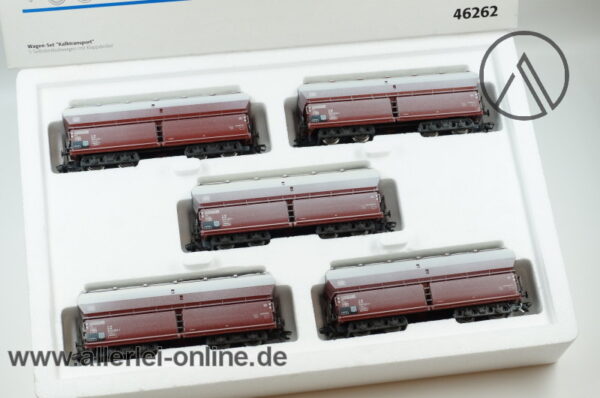 Märklin H0 | 46262 Wagen-Set Kalktransport | 5 tlg. Selbstentladewagen mit Klappdeckel | Tad-u 961 Güterwagen OVP